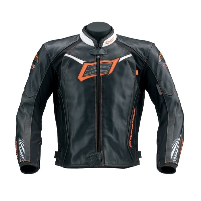 HSL516DN ST-X LEATHER〔MINERVA D3O〕 BLACK/WHITE(CREST)｜レザー