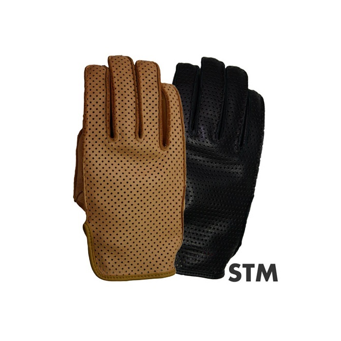 ショート / サマー) STM パンチングメッシュ レザーグローブ ブラック