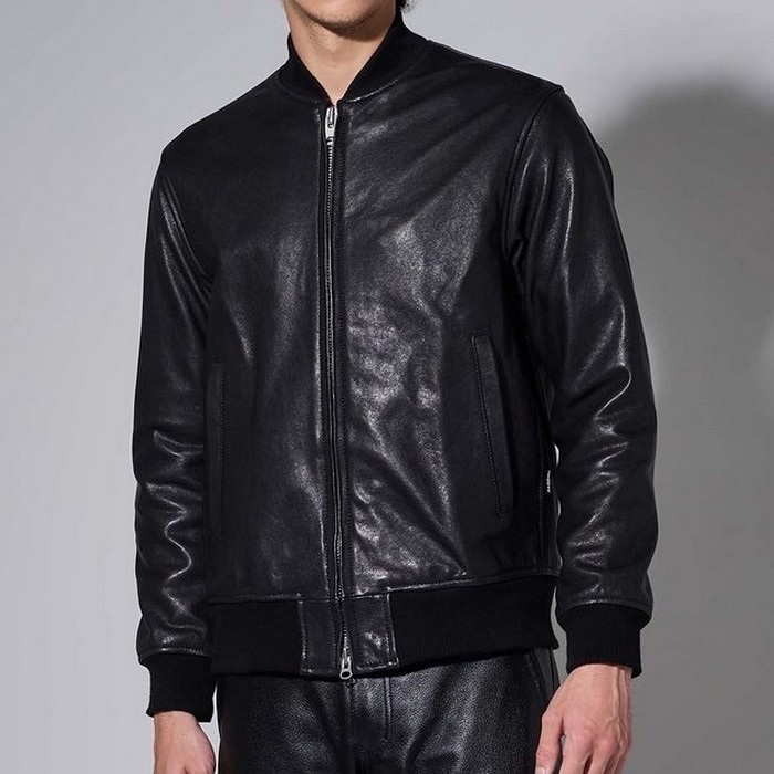 LEFLAH レフラー　レザースタジアムジャケット 中古・古着通販】LEFLAH (レフラー) レザー切替スタジャン ブラック