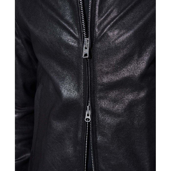 1663 L-STADIUM BLOUSON レザースタジアムジャケット ブラック｜レザー