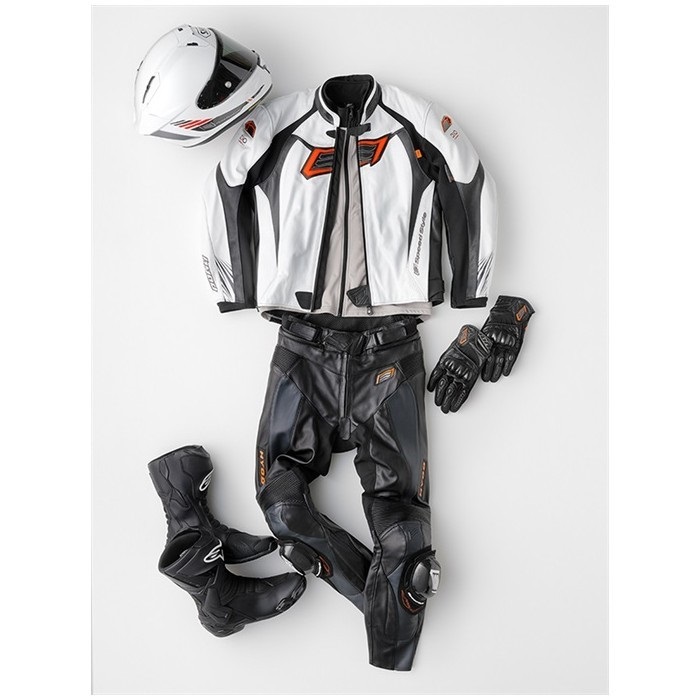 HSL516DN ST-X LEATHER〔MINERVA D3O〕 BLACK/WHITE(CREST)｜レザー