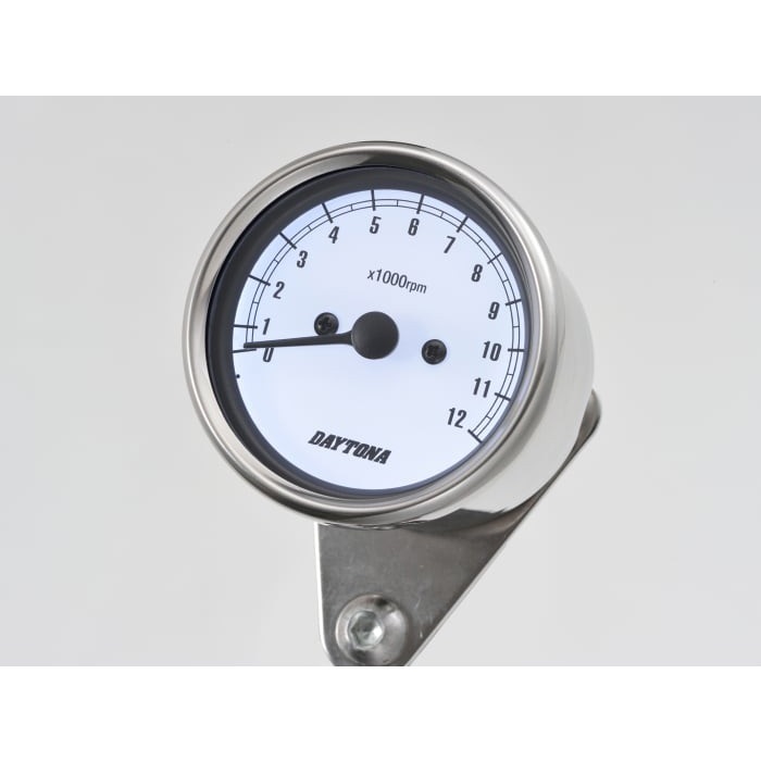 機械式タコメーター Φ60 ホワイトLED照明 12000rpm ステンレスボディ