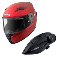 HK-170 FL フルフェイスヘルメット + KK-902 モーターサイクルインターカム 【Mat Metal Red】