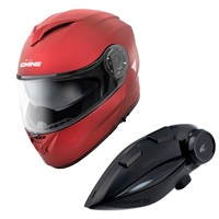 HK-171 FL システムヘルメット + KK-902 モーターサイクルインターカム 【Mat Metal Red】