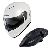 HK-171 FL システムヘルメット + KK-902 モーターサイクルインターカム 【Pearl White】