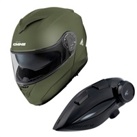 HK-171 FL システムヘルメット + KK-902 モーターサイクルインターカム 【Olive】