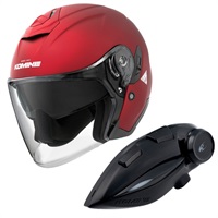 HK-172 FL コンポジット FRP ジェットヘルメット + KK-902 モーターサイクルインターカム 【Mat Metal Red】