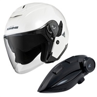 HK-172 FL コンポジット FRP ジェットヘルメット + KK-902 モーターサイクルインターカム 【Pearl White】