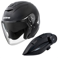 HK-172 FL コンポジット FRP ジェットヘルメット + KK-902 モーターサイクルインターカム 【Gloss Black】
