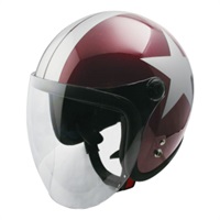 【在庫限り】JL-65SR スモールJETシールド付 レッドビーン／シルバー／スター ジェットヘルメット