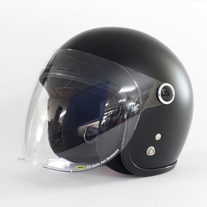 子ども用マットブラック バイクヘルメット 透明シールド JPK-02 キッズヘルメット シールド付 マットブラック｜ジェット