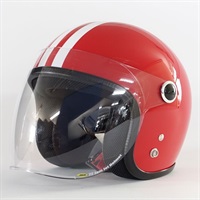JPK-03 キッズヘルメット シールド付 2本線 レッド｜ジェット