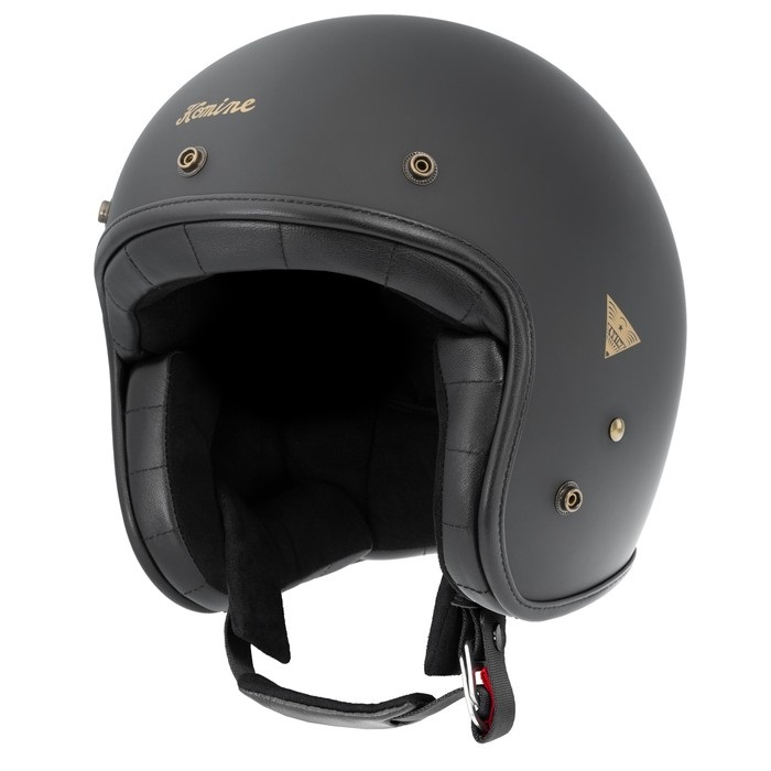 HK-195 ヘリテージ レザー ジェット ヘルメット 【Solid Mat Black