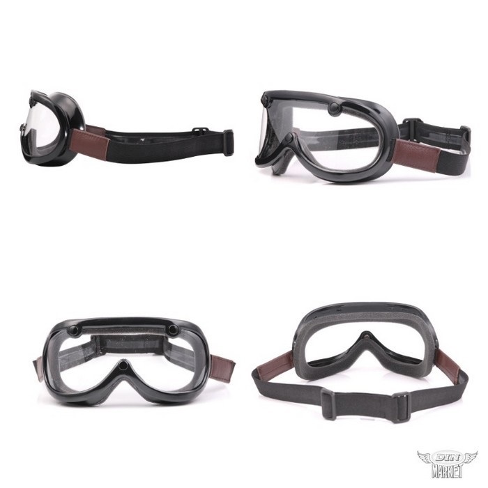 60's VINTAGE GOGGLES LEATHER MODEL(ブラック／ブラウンレザー)