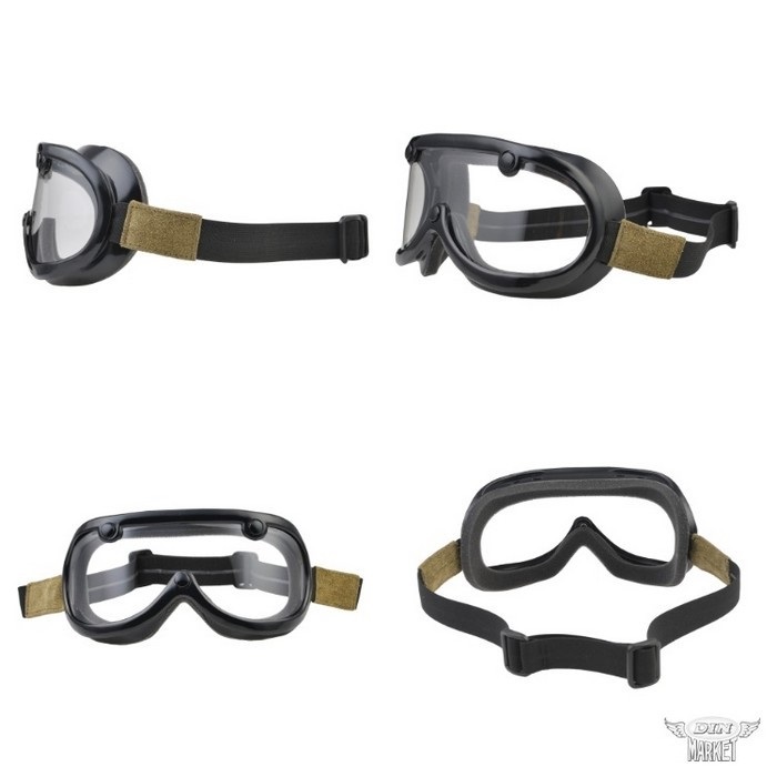 60's VINTAGE GOGGLES LEATHER MODEL(ブラック／アイビーグリーンレザー)