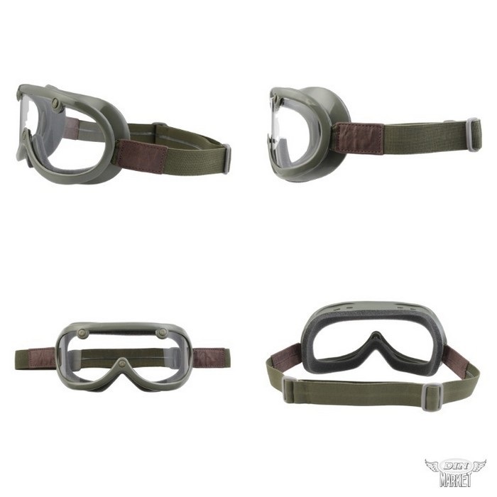 60's VINTAGE GOGGLES LEATHER MODEL(オリーブグリーン／ココアレザー)