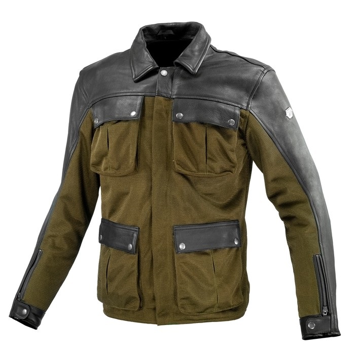 JK-170 レザーメッシュロングジャケット 【Olive】