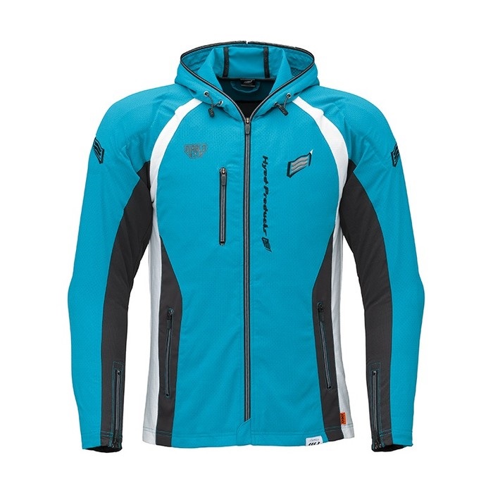 HYOD D3O フード付メッシュジャケット サックスブルー LL メンズ STJ331DM ST-S UCHIMIZU VENTED D3O COOL DRY PARKA TURQUOISE/BLACK