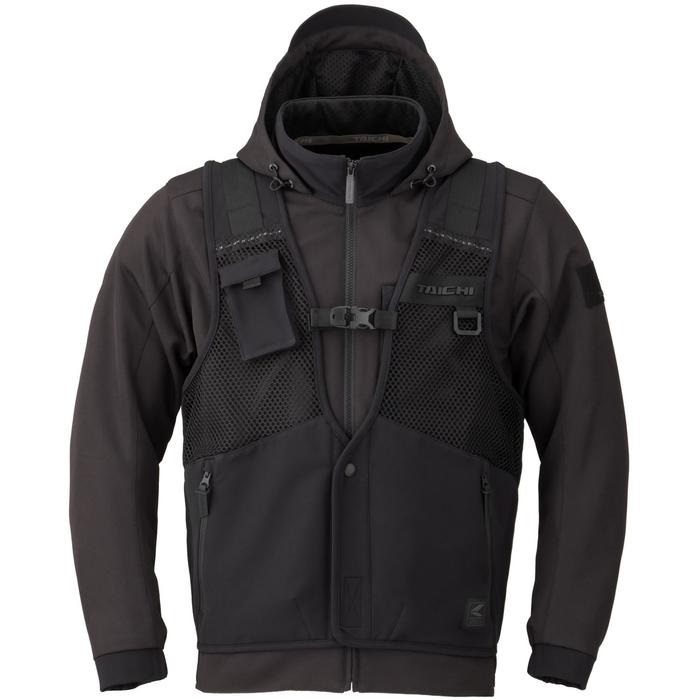 新品未使用 RSタイチ　RSJ347 メッシュジャケット　XXL ブラック 在庫限り】 RSJ347 オーバーラップ メッシュパーカ BLACK/BLACK