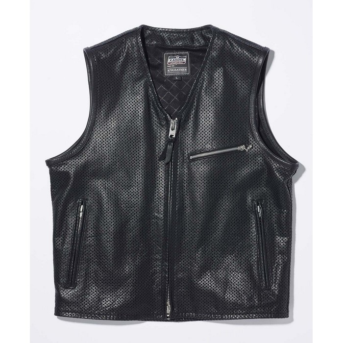 0524 PL-RIDERS VEST レザーライダースベスト ブラック｜レザー 
