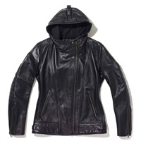 レディース 1184 MR-LOADED フーデッドレザーライダースジャケット ブラック