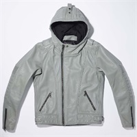 1184 MR-LOADED フーデッドレザーライダースジャケット グレー