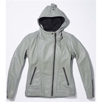 レディース 1184 MR-LOADED フーデッドレザーライダースジャケット グレー