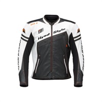 HSL019D NEO-iD D3O ST-X LEATHER JAC WHITE/BLACK ORANGE STITCH