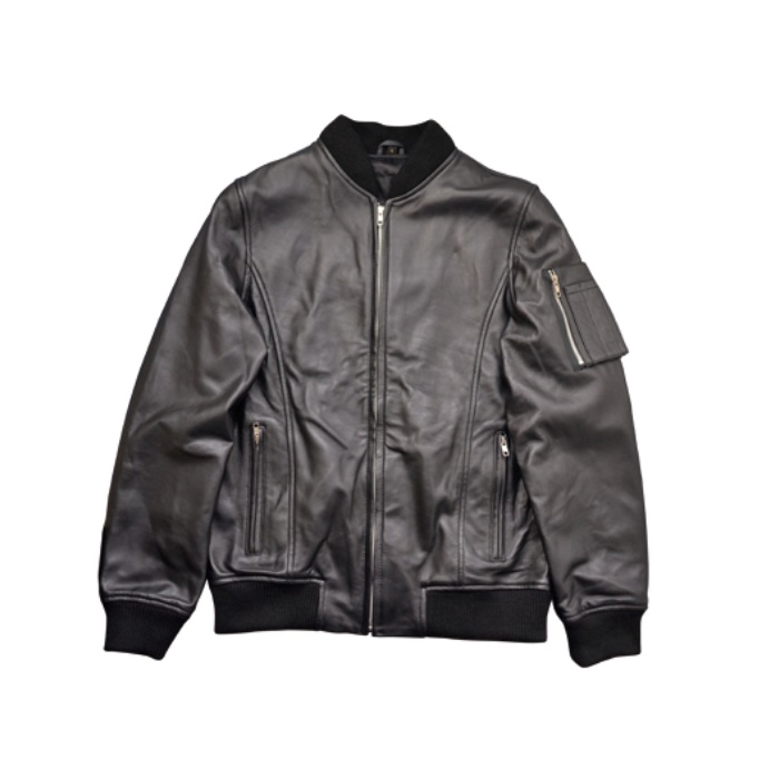 AWL-007 MA-1 シープレザージャケット BLACK｜レザージャケット