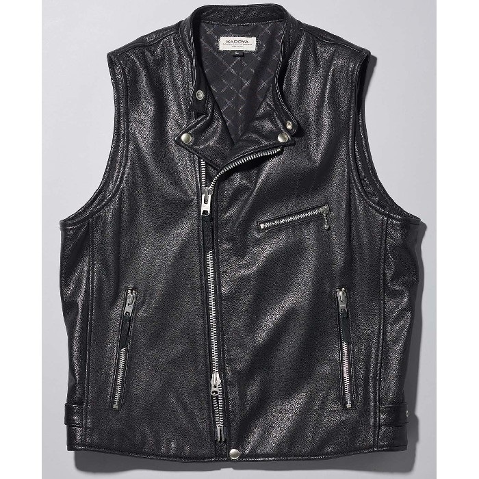 0525 LEATHER RIDERS VEST レザーライダースベスト ブラック｜レザー