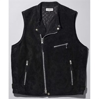 0525 LEATHER RIDERS VEST レザーライダースベスト ブラック｜レザー