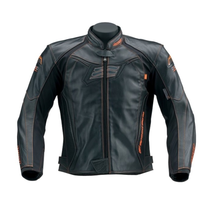 HSL516DN ST-X LEATHER〔MINERVA D3O〕 BLACK/ORANGE STITCH(CREST