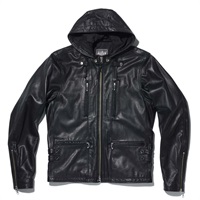 1190 EURO CAPP フーデッドレザーライダースジャケット ワイン｜レザー