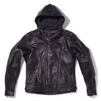 皮ジャケット  1184 MR-LOADED フーデッドレザーライダースジャケット ブラック