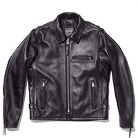 1531 VNS-4 レザーシングルライダースジャケット ブラック｜レザー