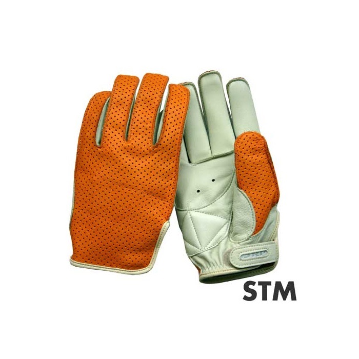 ショート / サマー) STM パンチングメッシュ レザーグローブ オレンジ