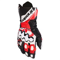 GP PLUS R V3 LEATHER GLOVES 1304 BLACK WHITE BRIGHT RED