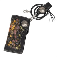 W-9AK 花山レザーウォレット 流水雪輪 ブラック