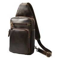 LEATHER CHEST BAG D.BROWN RBP05