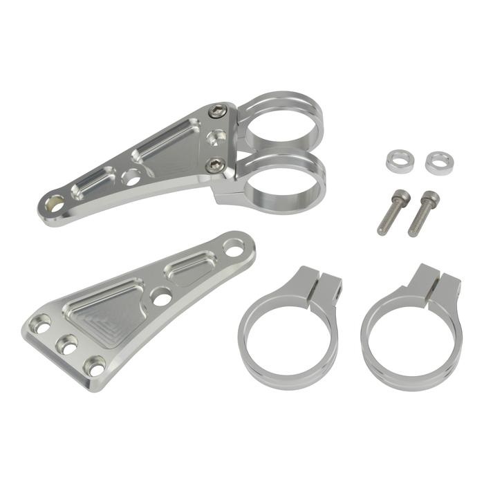 マシンドロングヘッドライトステー2サークルクランプタイプ41mm(シルバー)