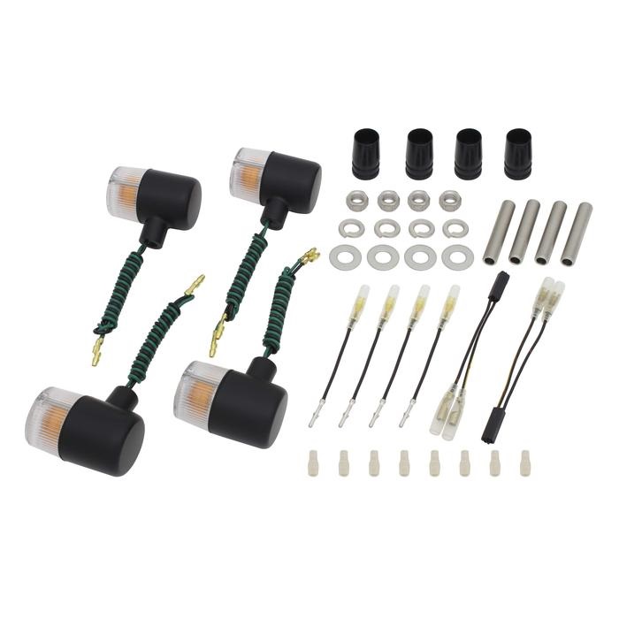 クラシカル 71タイプウインカーキットW650(2004-)W400(2004-)エストレヤ(2007-2013)(ブラックボディ/クリアーレンズ)