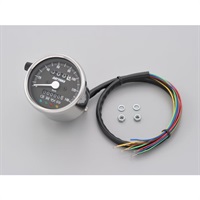 機械式スピードメーター (インジケーター付き) Φ60 ホワイトLED照明 140km / h ステンレスボディ