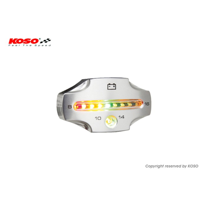 sou＊さま確認用 KOSO LED電圧チェッカー【CNCシルバー】｜水温計・油温計・圧力計