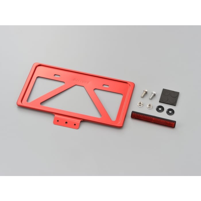 軽量ナンバープレートホルダー リフレクター付き L 【新保安基準適合】(レッド)