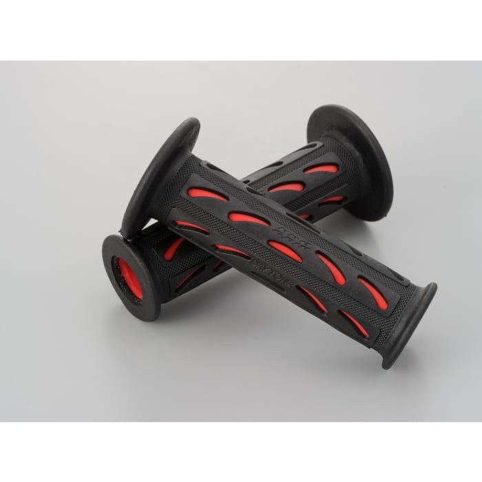 原付モデル用ショートタイプ #724Mini 耐震GEL（全長115mm）貫通グリップ 汎用(ブラック/レッド)
