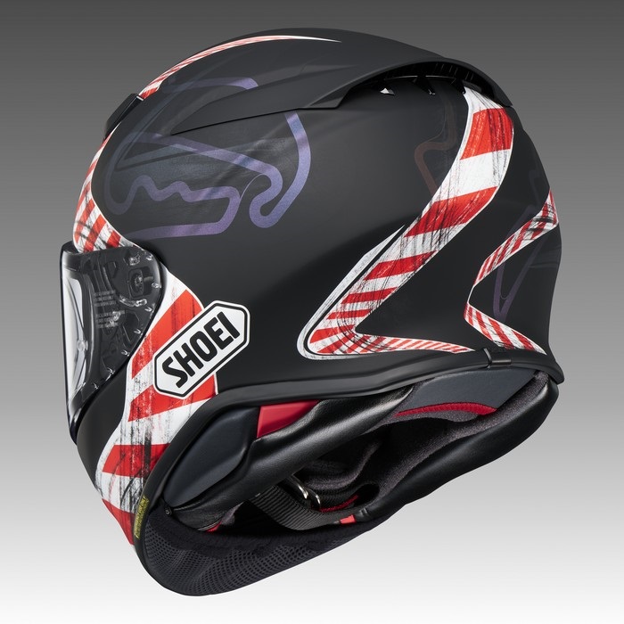 赤黒ストライプ ヘルメット SHOEI フルフェイスヘルメット 黒/赤 ストライプ - メルカリ