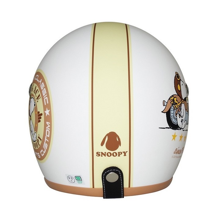 スヌーピー ヘルメット ホワイト　バイク SNJ-79 SNOOPY バイカー2 マットピュアホワイト｜ジェットヘルメット