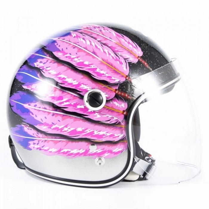 IWAKI Fifty one Feather Design キッズ ピンク｜ジェットヘルメット