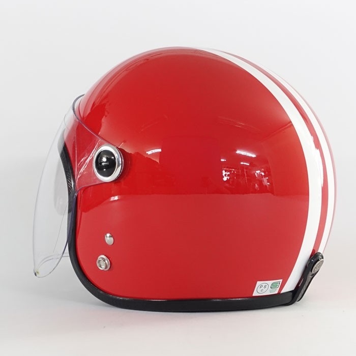JPK-03 キッズヘルメット シールド付 2本線 レッド｜ジェット