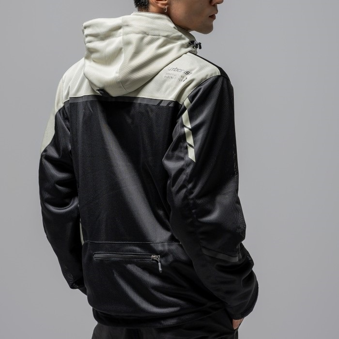 在庫限り】UNJ144 フードメッシュジャケット BLACK/IVORY｜メッシュ
